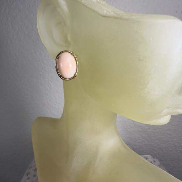 14K Gold and Genuine Coral French Clip Earrings - Picture 2 of 6
